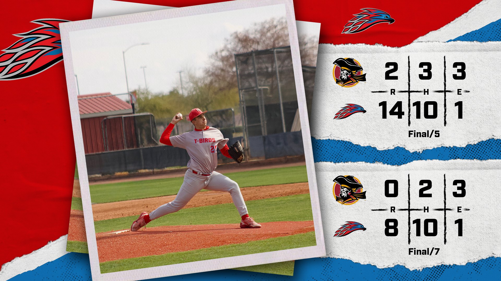 T-BIRDS BASEBALL TAKES BOTH AT HOME AGAINST PARK