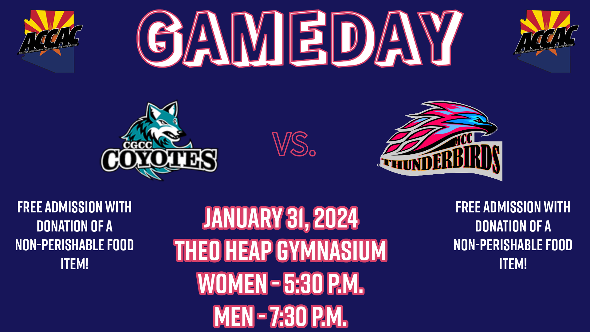 Mesa Basketball hosts Chandler-Gilbert for ACCAC contests on Wednesday night