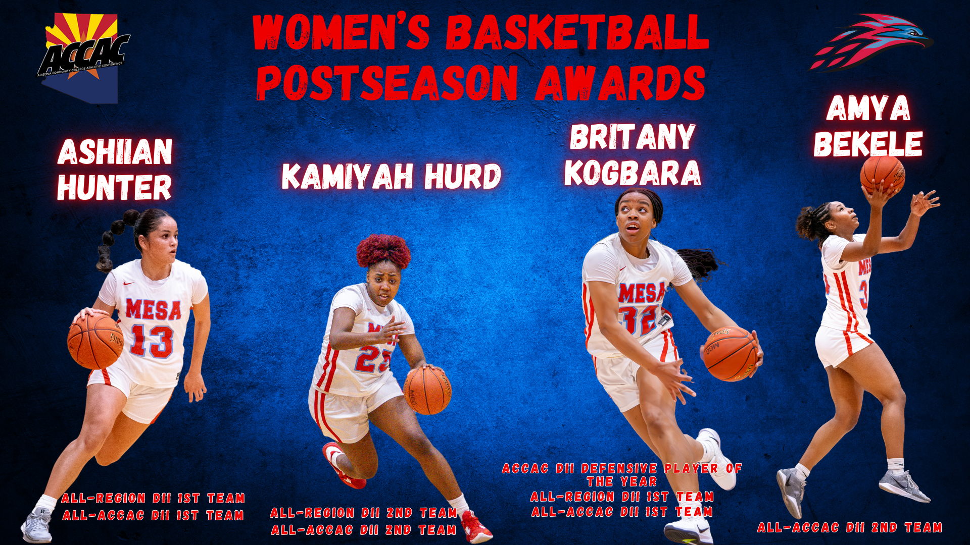 Kogbara, Hunter, Hurd, & Bekele all earn Postseason Awards for Women's Basketball