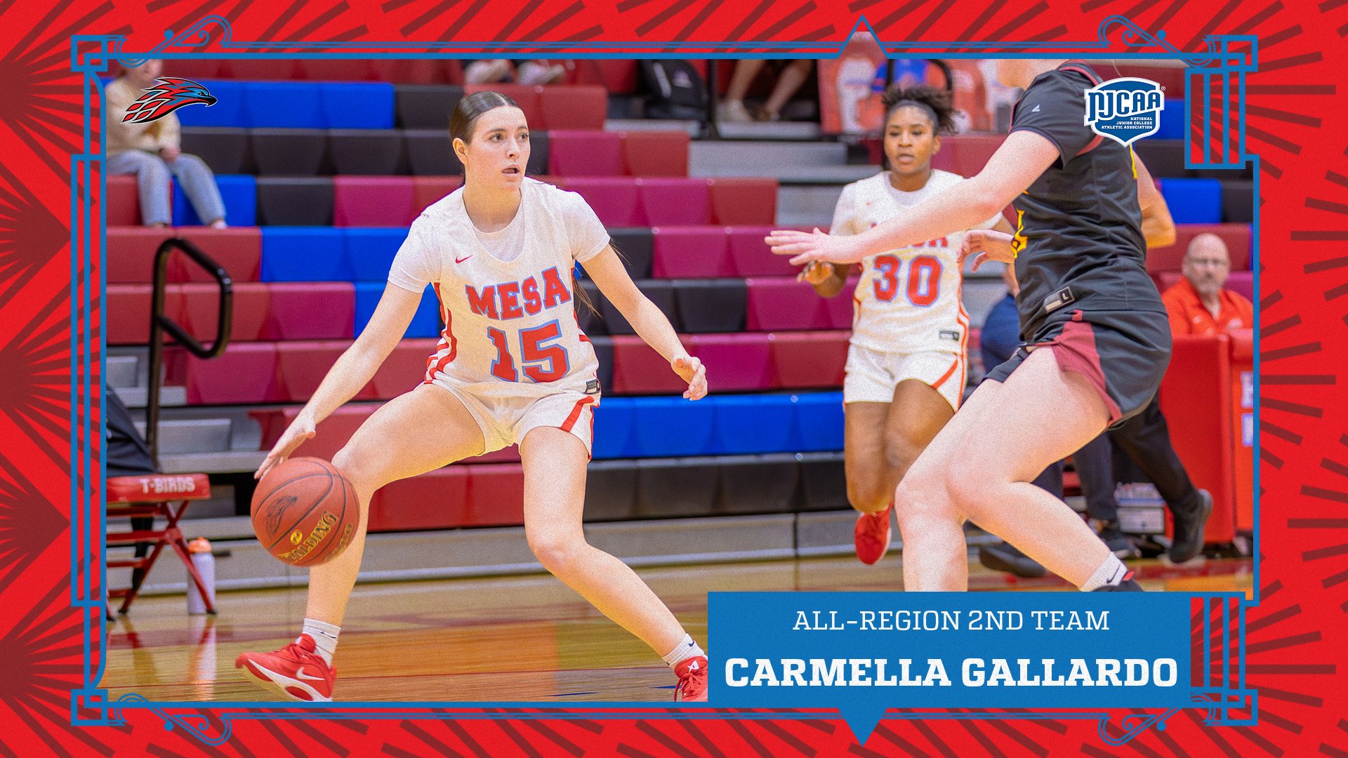 A photo of Carmella Gallardo with caption of her being named to the All-Region 2nd Team
