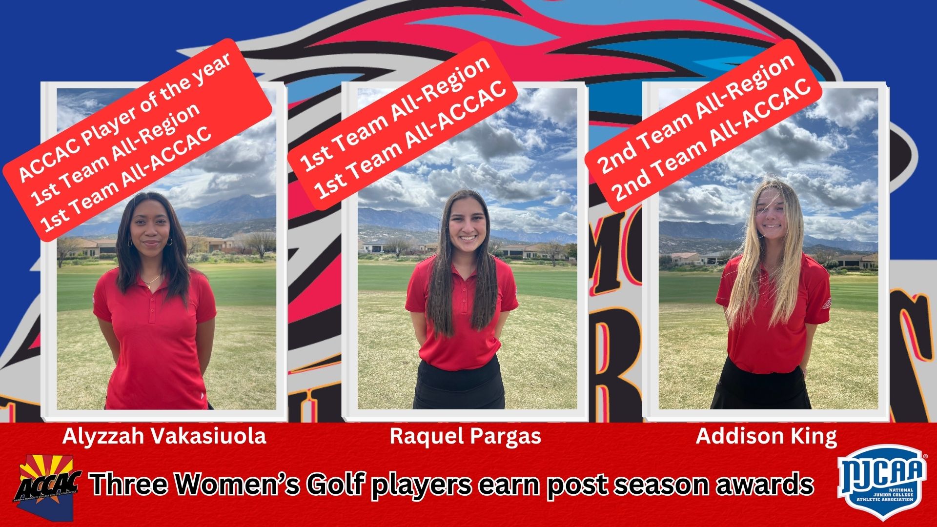 Vakasiuola, King, & Pargas all earn postseason awards for Women's Golf