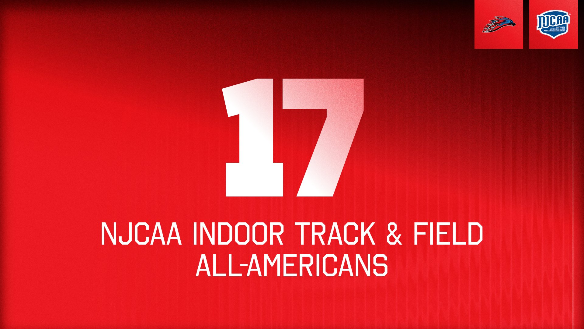 A graphic of the number 17 detailing the amount of NJCAA Track & Field All-Americans for MCC Track & Field